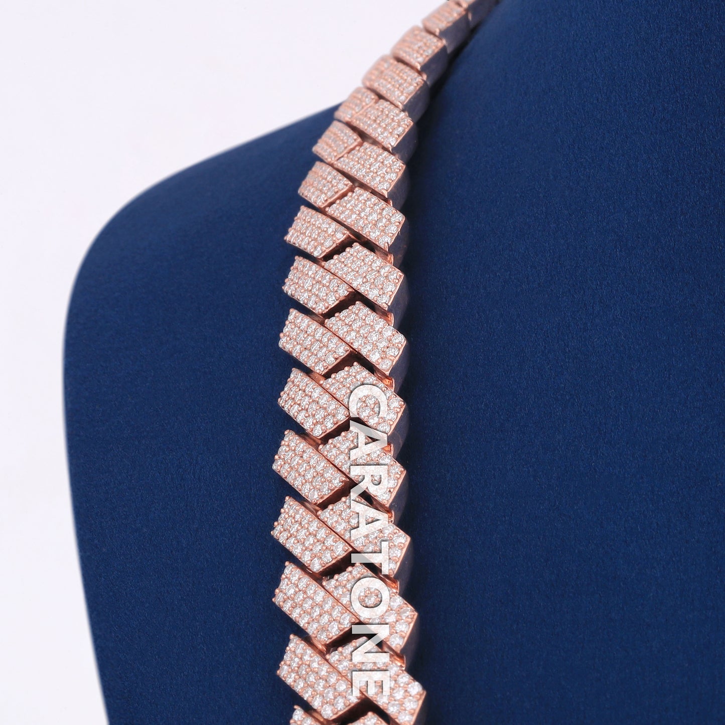 22 inch 16mm Mens Rose Gold Miami Cuban Link Chain with Heavy Fully Iced Out VVS Diamond Necklace