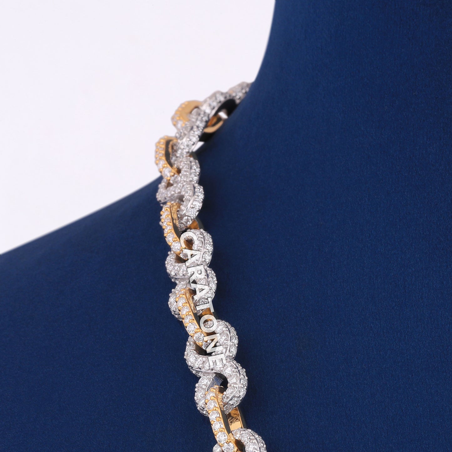 20 inch 10mm Two Tone Silver Yellow Infinity Link Chain with Luxury Chains Custom Made Diamond Necklace