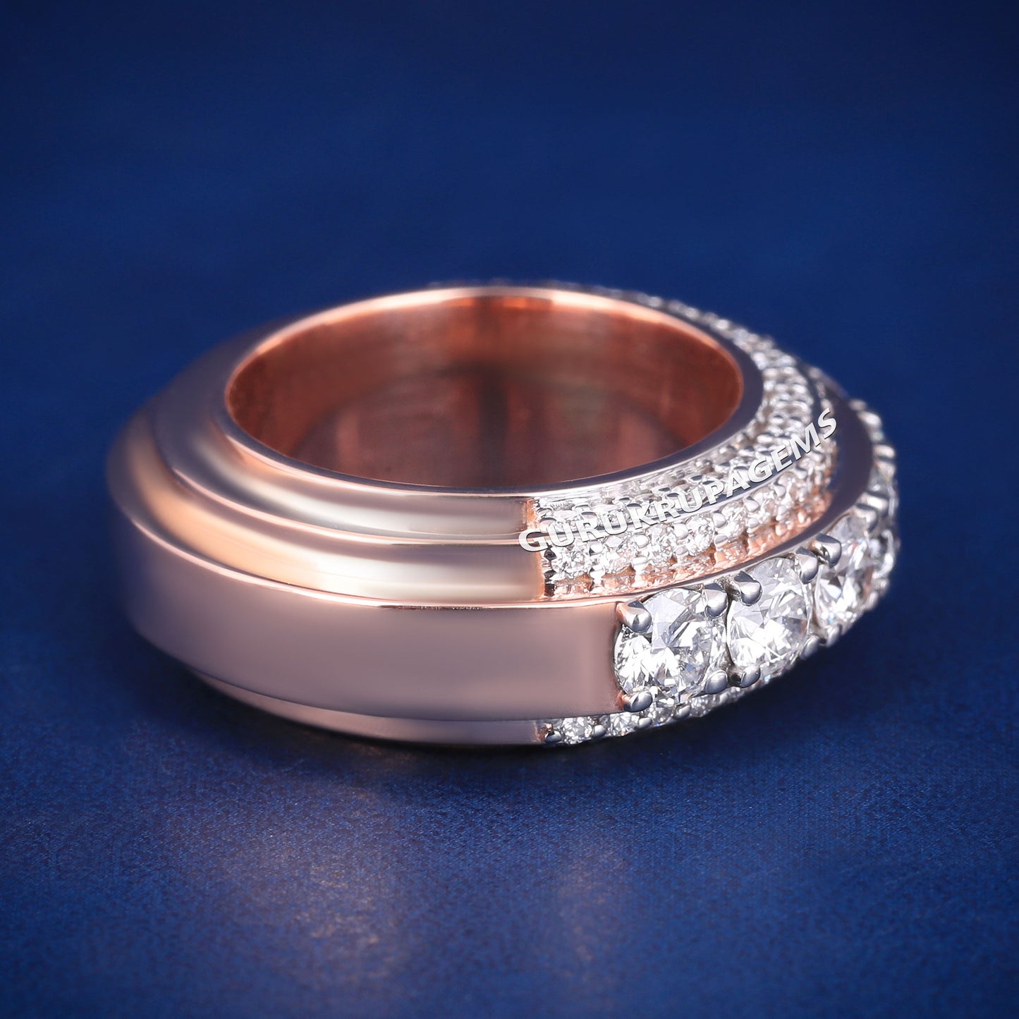 Mens 3Ct Custom Made Half Full Eternity Wedding Diamond Band 14k Rose Gold Plated for Mens