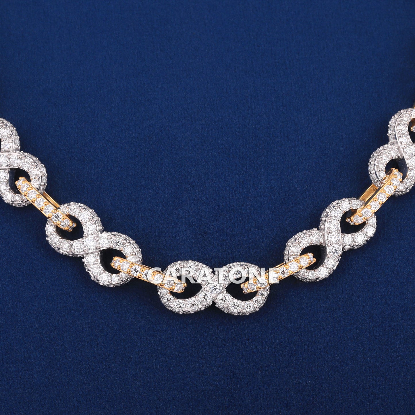 20 inch 10mm Two Tone Silver Yellow Infinity Link Chain with Luxury Chains Custom Made Diamond Necklace