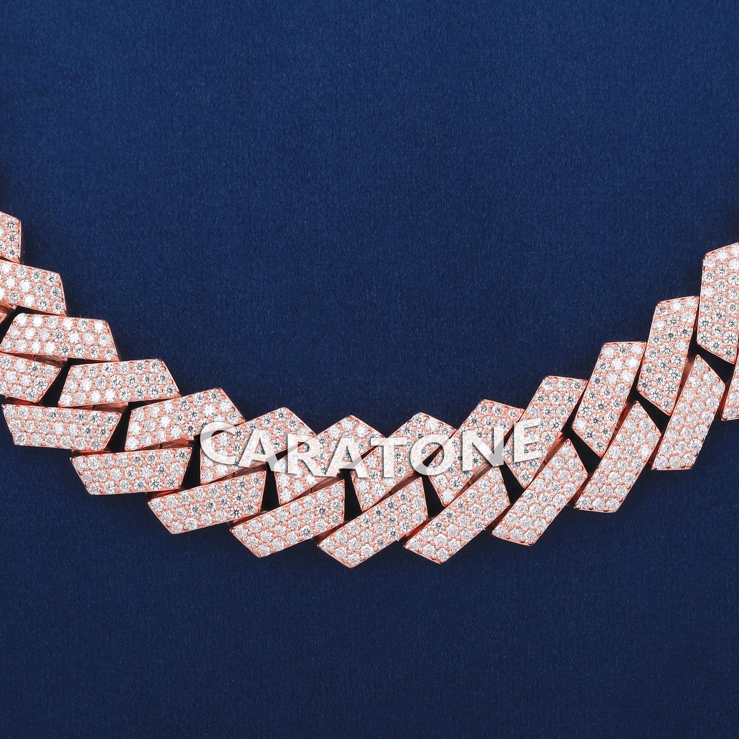 22 inch 16mm Mens Rose Gold Miami Cuban Link Chain with Heavy Fully Iced Out VVS Diamond Necklace