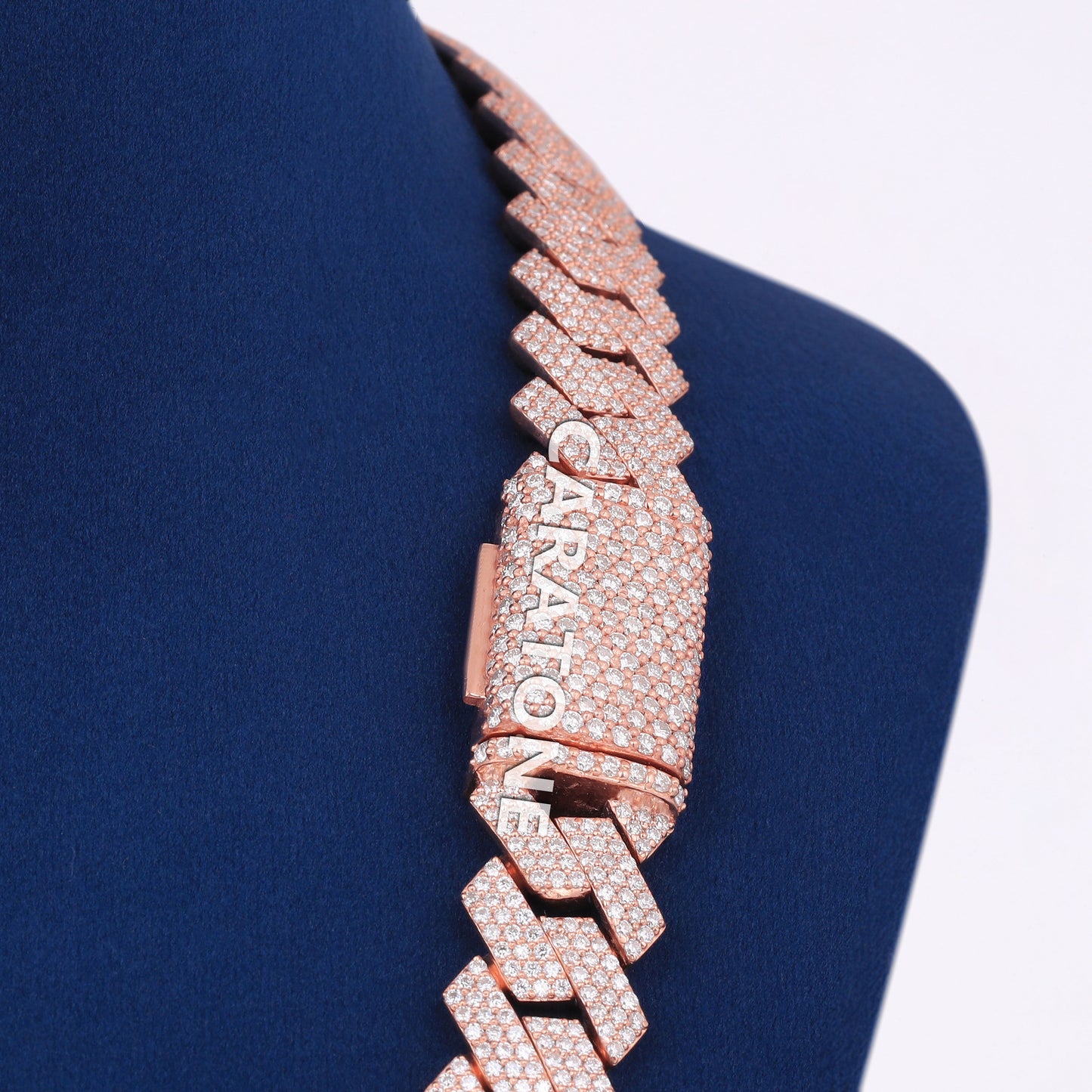 22 inch 16mm Mens Rose Gold Miami Cuban Link Chain with Heavy Fully Iced Out VVS Diamond Necklace