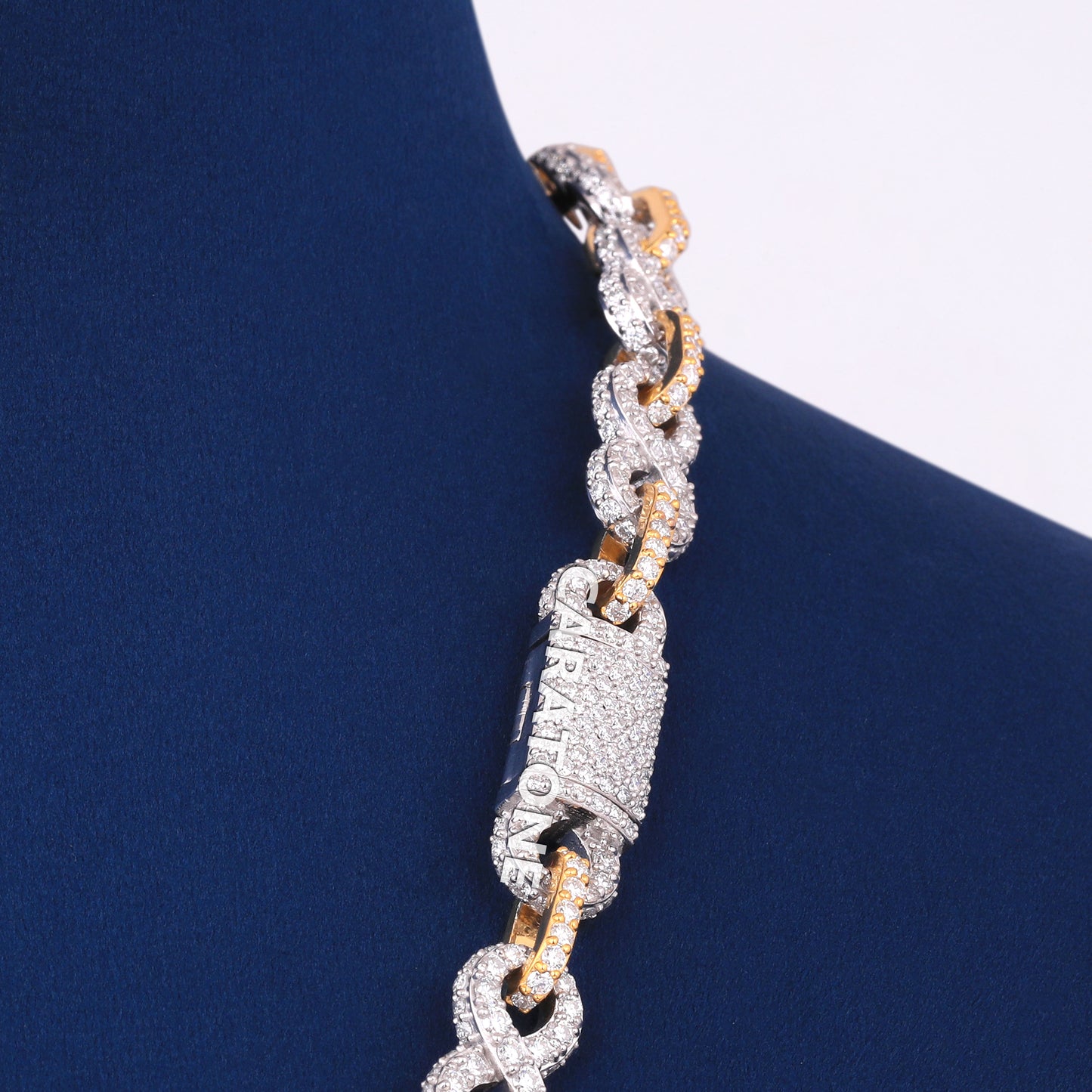 20 inch 10mm Two Tone Silver Yellow Infinity Link Chain with Luxury Chains Custom Made Diamond Necklace