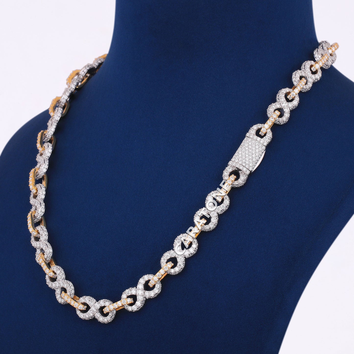 20 inch 10mm Two Tone Silver Yellow Infinity Link Chain with Luxury Chains Custom Made Diamond Necklace