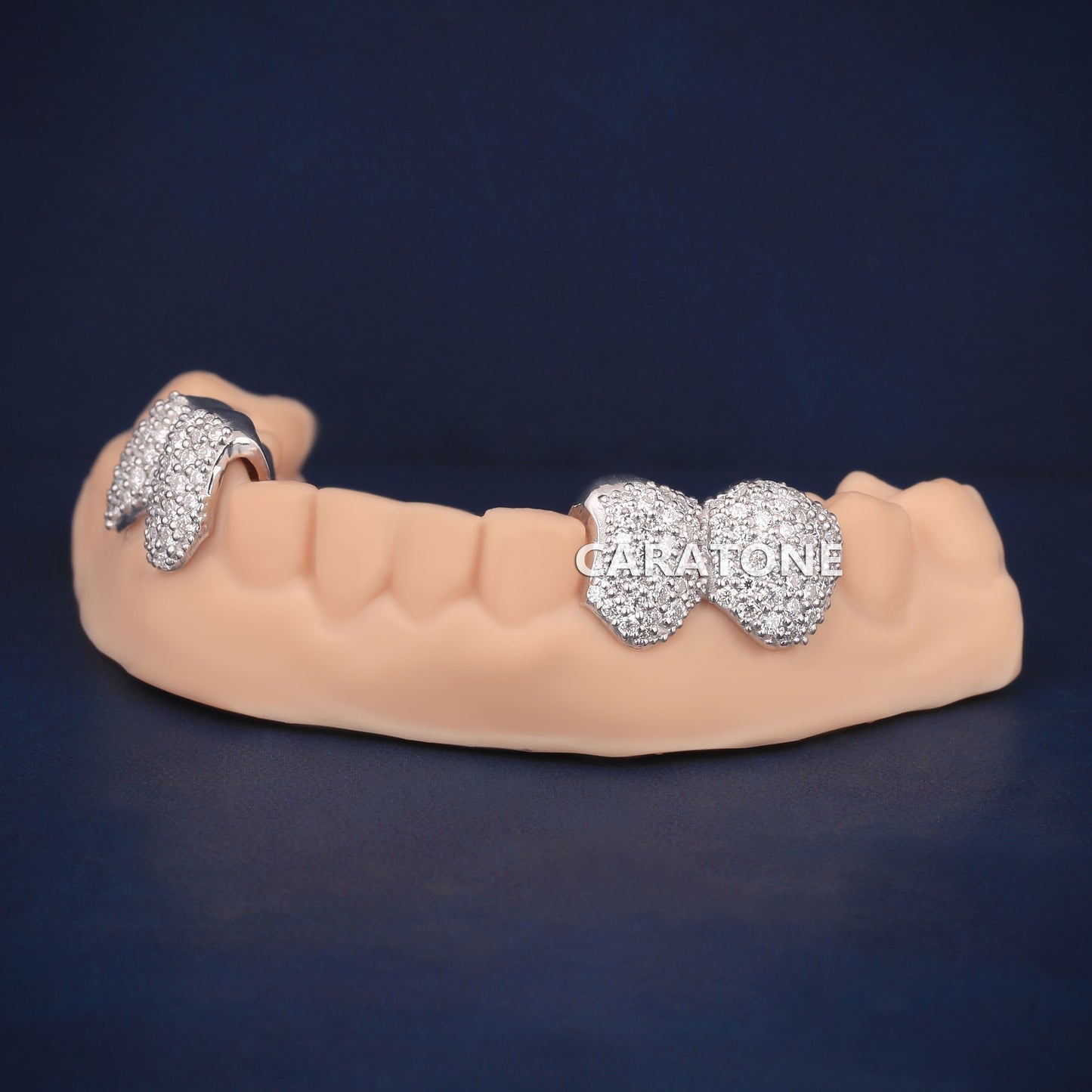 Custom 4 Piece Honeycomb Prong Set Round Diamond Cut Grillz Canine Teeth
