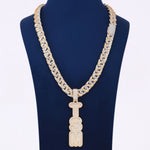 14k Iced Out Diamond White and Yellow Gold Chain Necklace with Vertical Custom Letter Pendant in Luxury VVS Diamond Chain Pendant