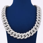 28 Inch 30mm Mosaic Setting Diamond Custom Rapper Mens Cuban Link Chains in Silver Iced Out Luxury Chains