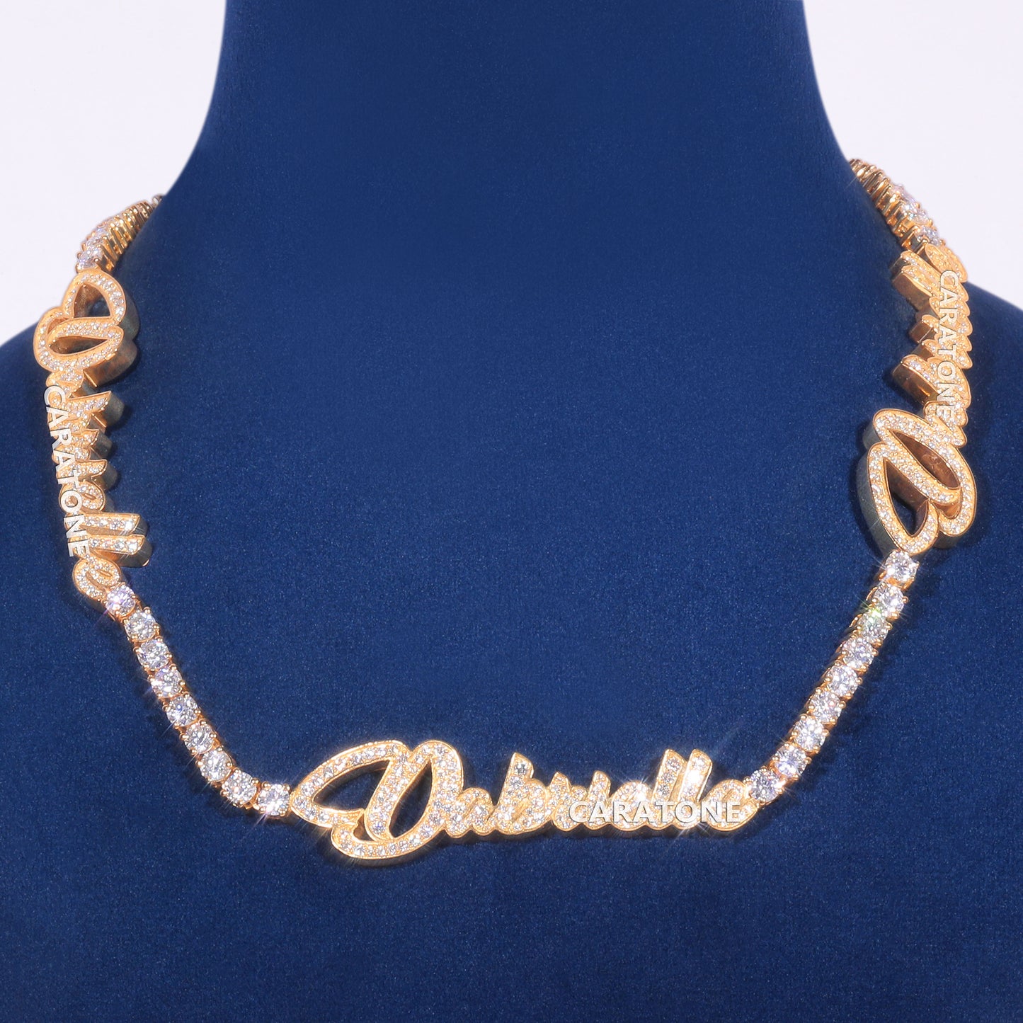 Custom Gold Lab Grown Diamond Tennis Chain in Iced Out Necklace with Real Diamond Womens Gold Name Plate Necklace