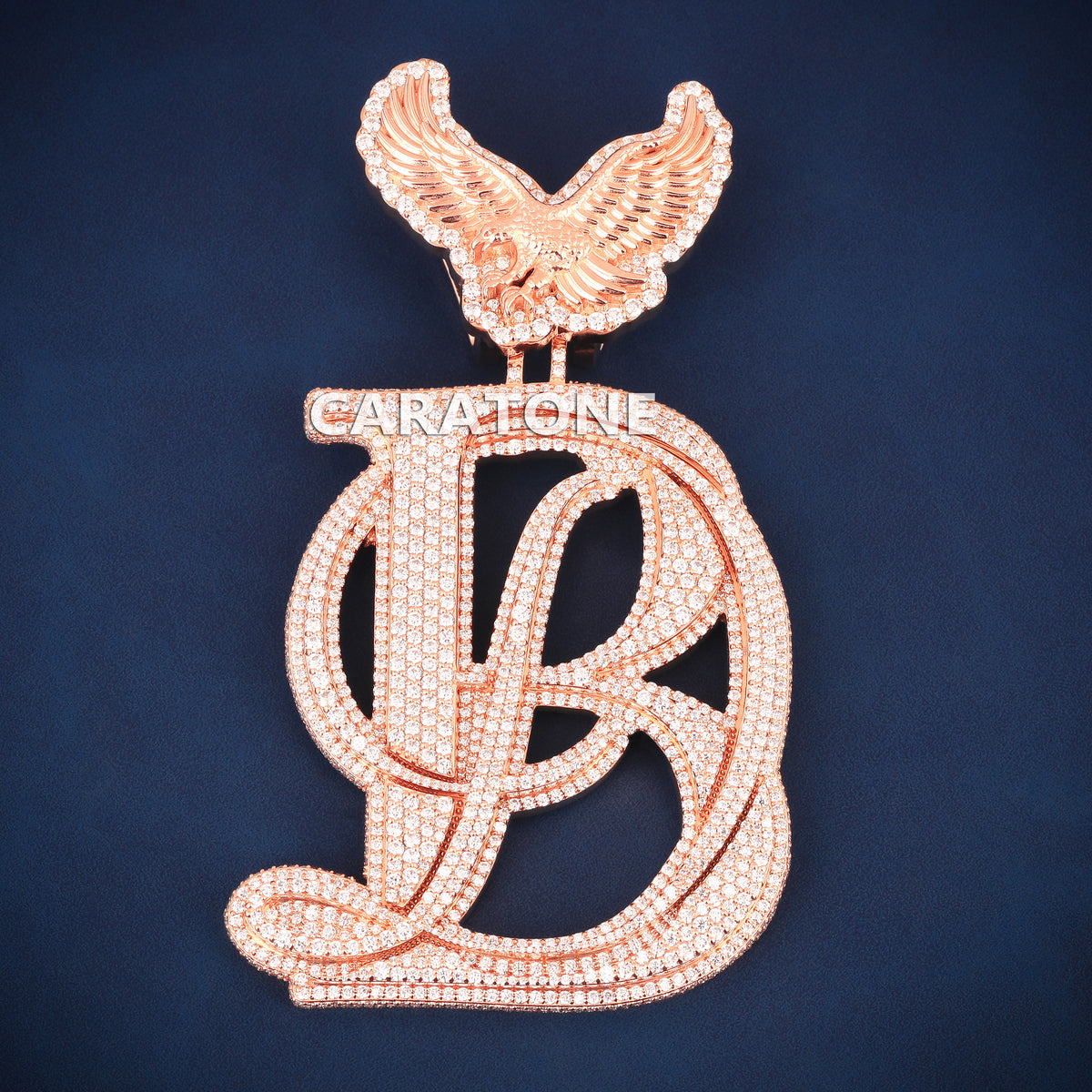 Custom Iced Out DB Monogram Hip Hop Pendant with Eagle Bail & Lab Grown Diamonds