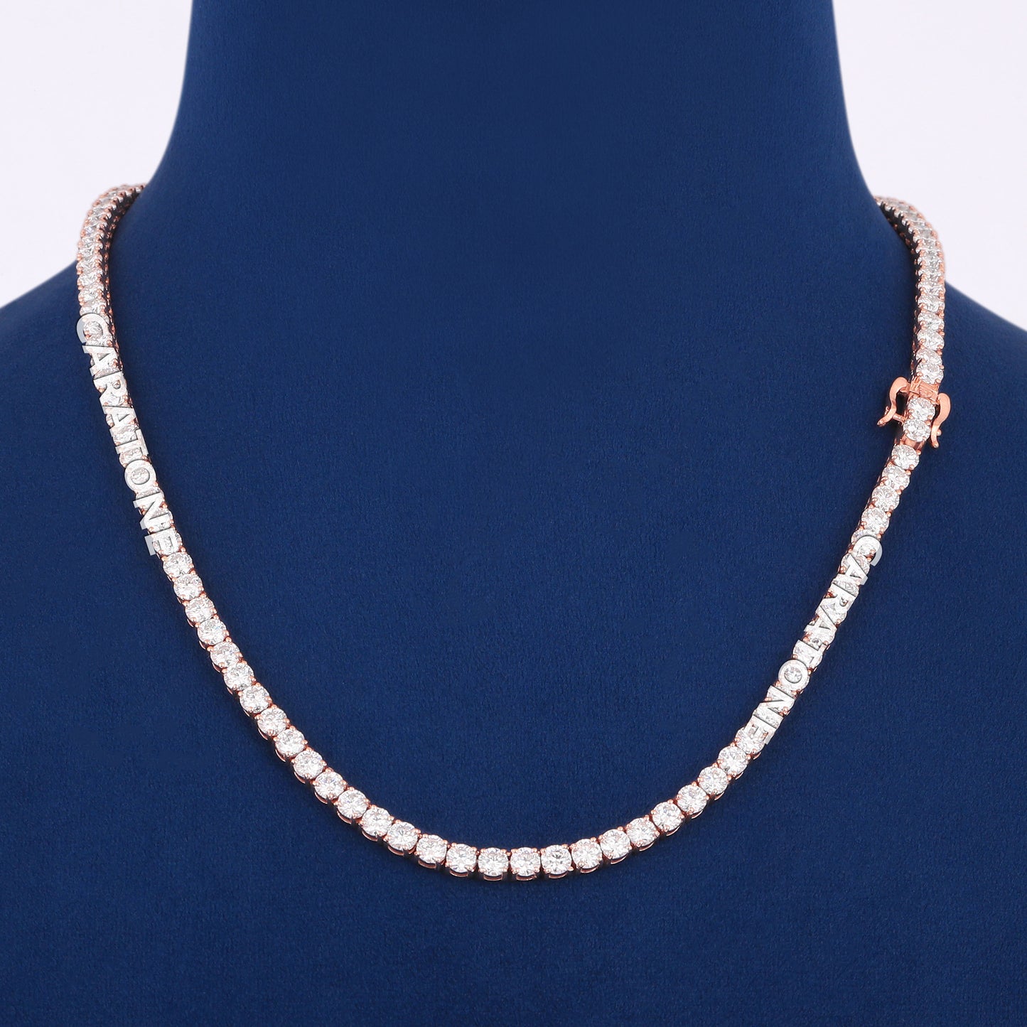 Mens Lab Grown Diamond Tennis Chain in 18 inch Rose Gold White Diamond Tennis Chain Necklaces for 4mm Diamond Tennis Chain