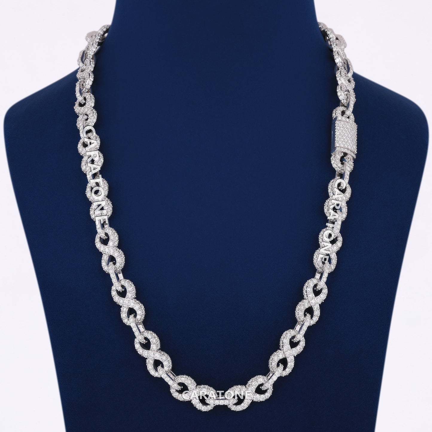 Infinity Cuban Link Chain 24inch 10MM White Gold Plated Round VVS Diamonds Chain Necklace For men