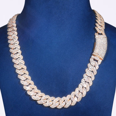 24 Inch 10 MM Custom Iced-Out Cuban Chain Yellow Gold Tone