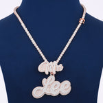 Customized Two Tone Mens Rose Gold Necklace in Diamond Personalized Letter Pendant with Tennis Chain for Rapper Latest Chain Pendant Design Necklace