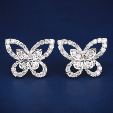 Custom  Butterfly Earrings with Round Brilliant Cut Diamonds