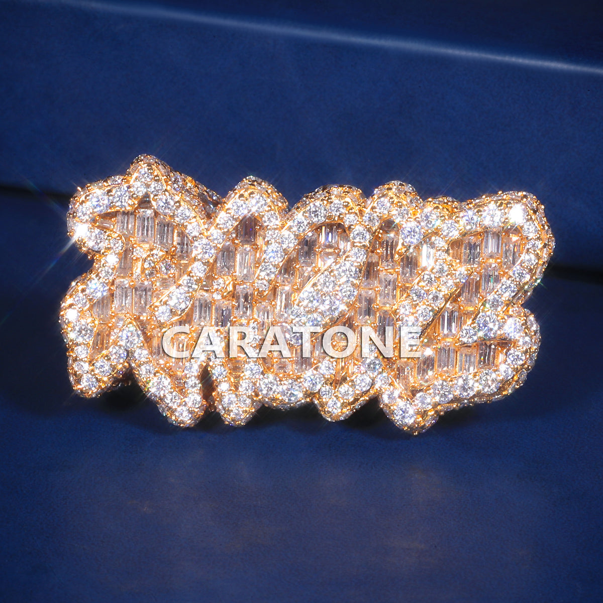 Custom Hip Hop Diamond Statement Ring with Mixed Round and Baguette Cut Stones