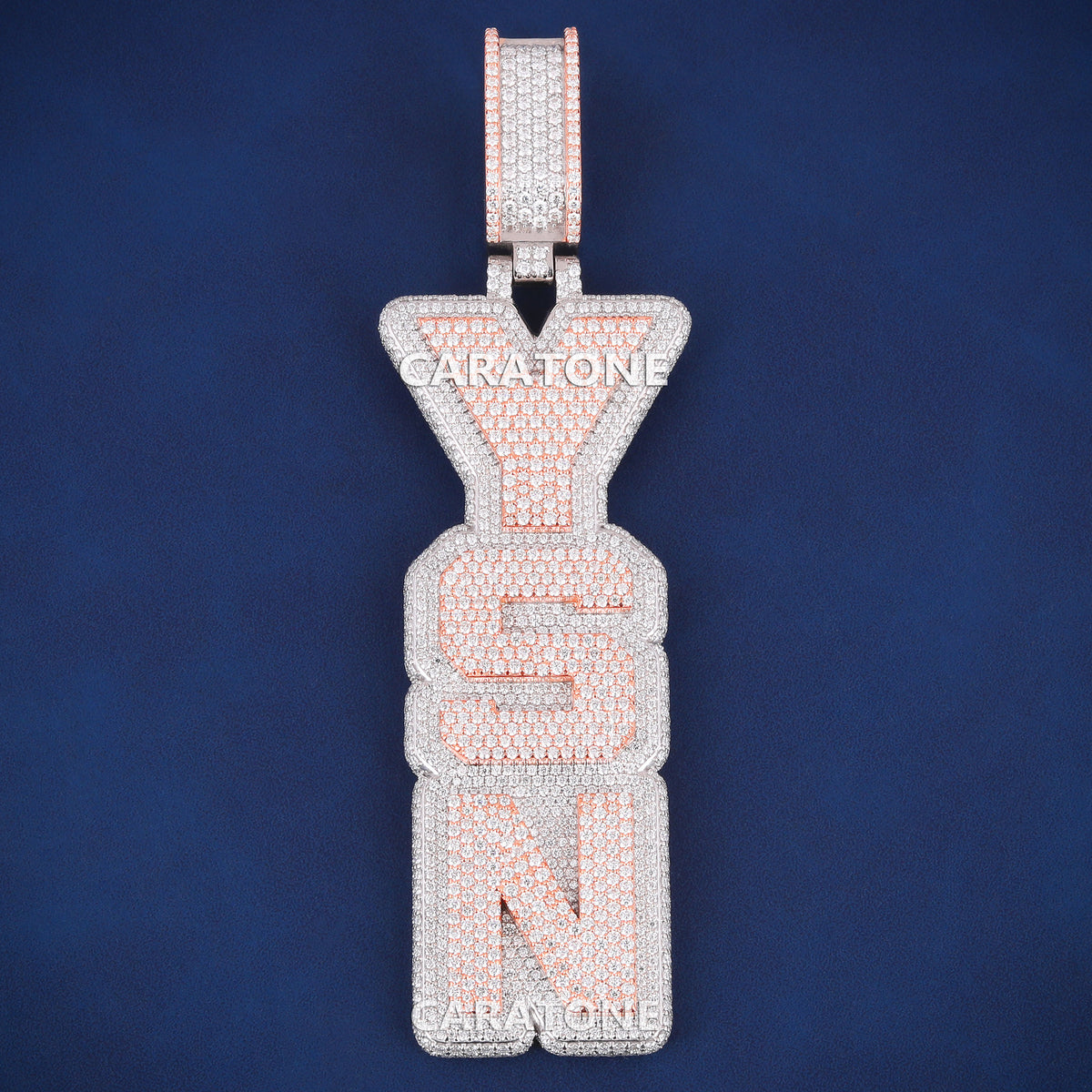 Fully Iced Out YSN Block Letter Hip Hop Pendant with Lab Grown Diamonds