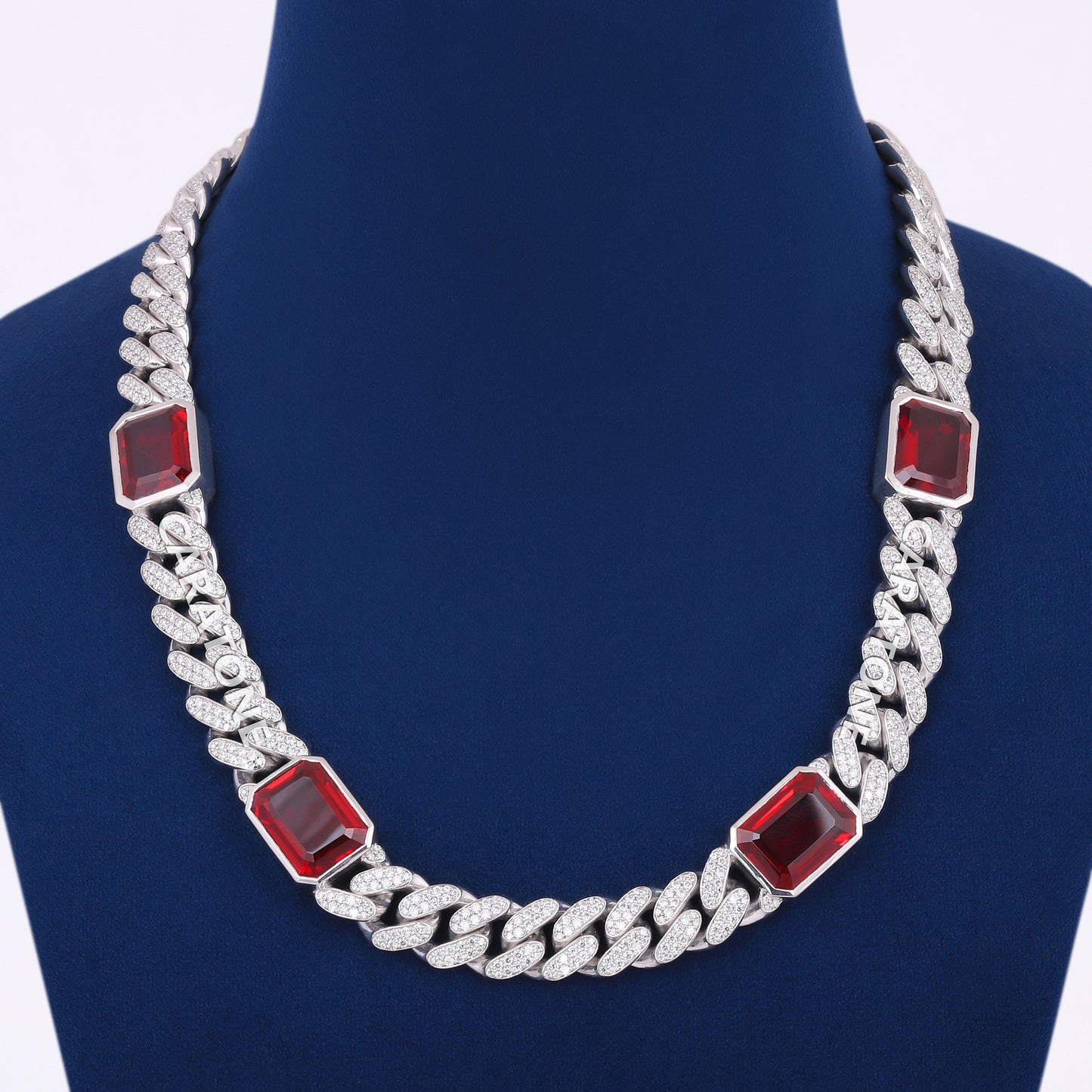 18 inch 14mm Custom Ice Spice Opium Celebrity Chains Red Emerald cut Diamond Miami Cuban Link Best Rappers Chain Necklace