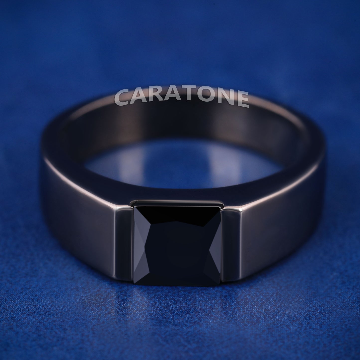 Princess Cut Diamond Engagement Ring Custom Rapper Diamond Ring in Mens Black Ring with Black Diamonds