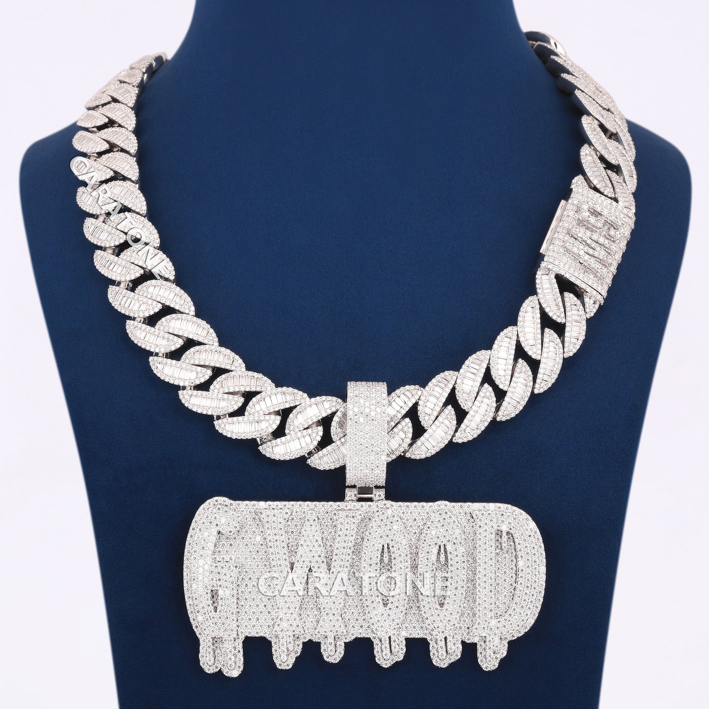 925 Sterling Silver With Lab Diamond Custom Chain With Pendant