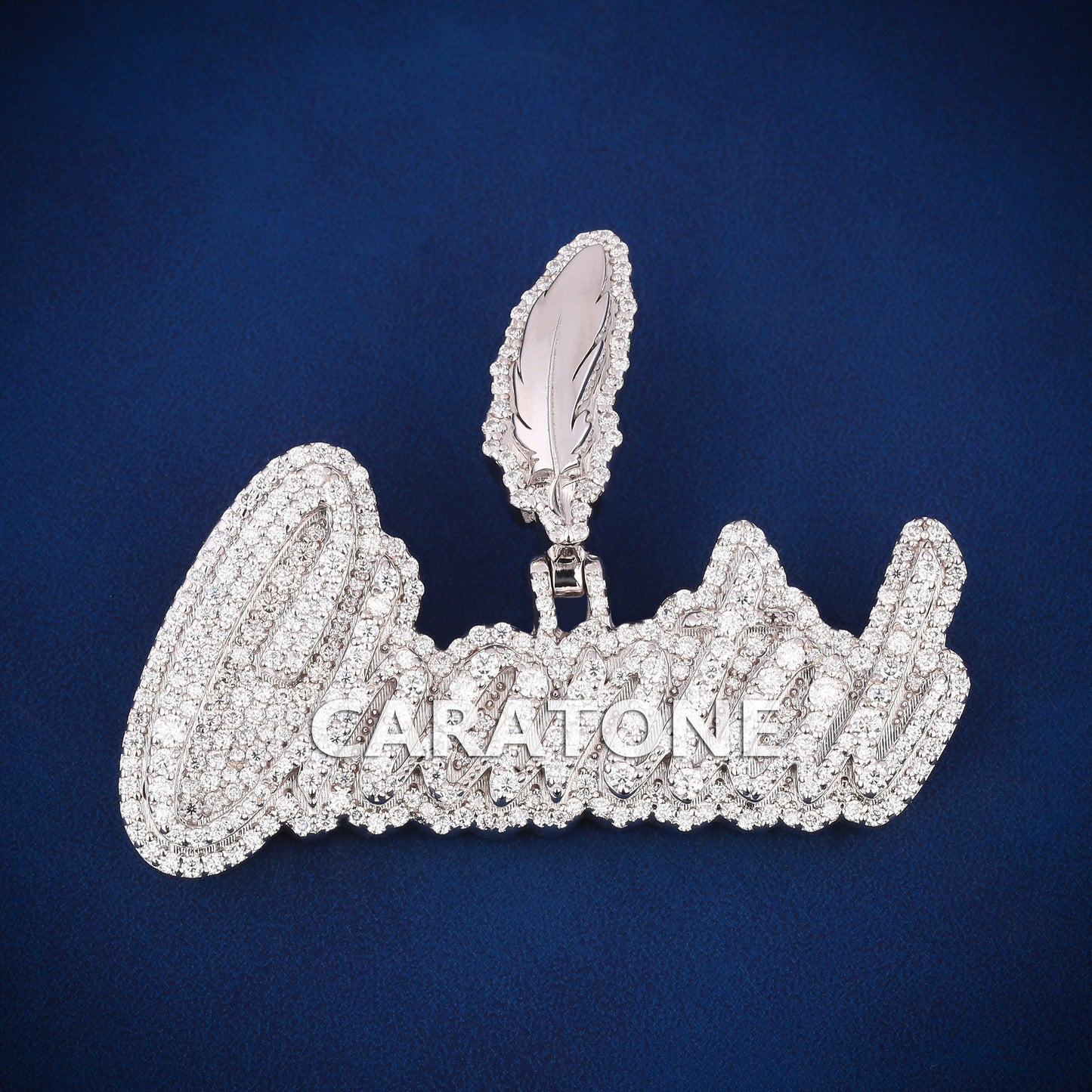 14kt white gold lab diamond pendant for men