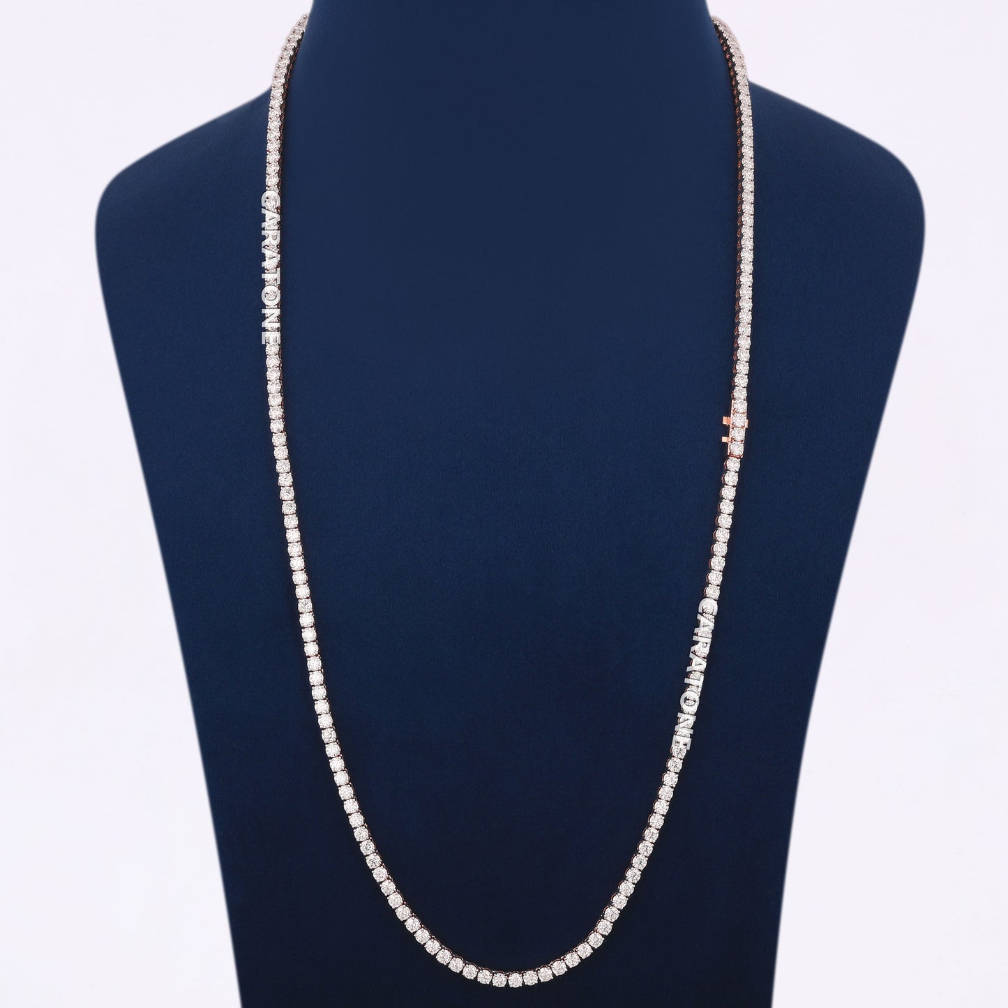 24 Inch 3mm Rose Gold Diamond Tennis Chain Necklace Celestial Ice Collection