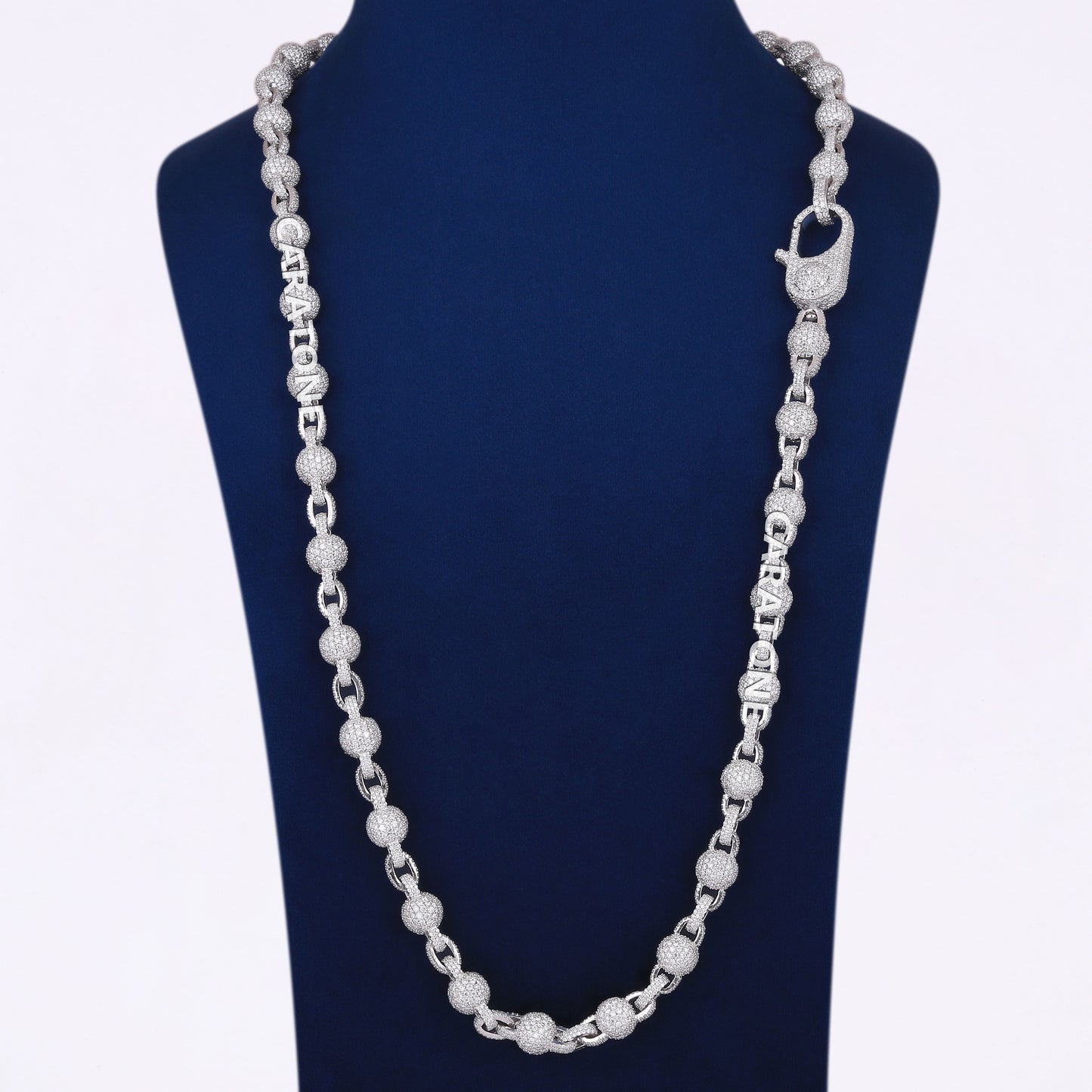 10mm 30 inch Iced Out VVS Moissanite Diamond Beads Ball Bubble Cuban Link Chain Necklace for Mens