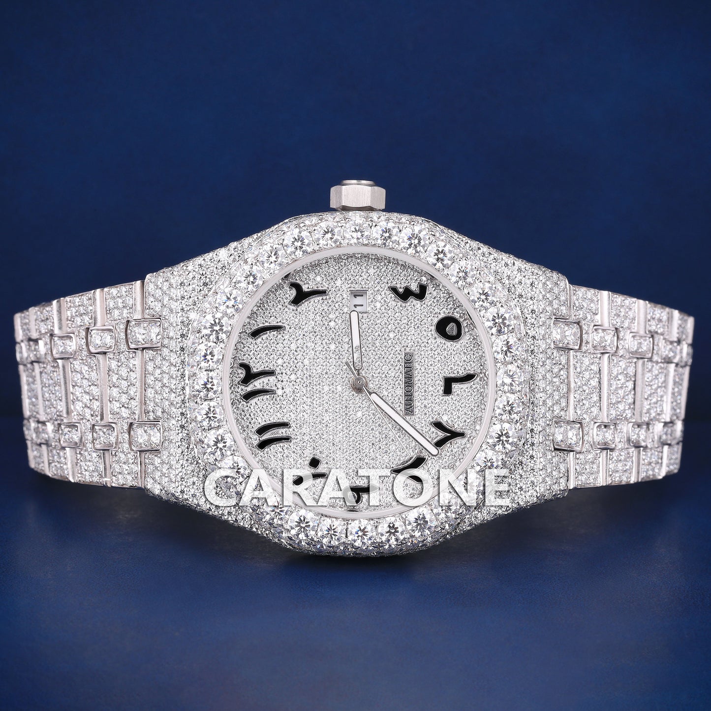 Full White Arabic Dial Diamond Watch Most Expensive Luxury Watches in the World in Iced Out SIlver Rapper Watches