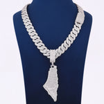 Buy Latest Chain Pendant Design Silver Palestine Map Pendant with Cuban Chain Necklace in Iced Out Luxury VVS Heavy Chain Pendant