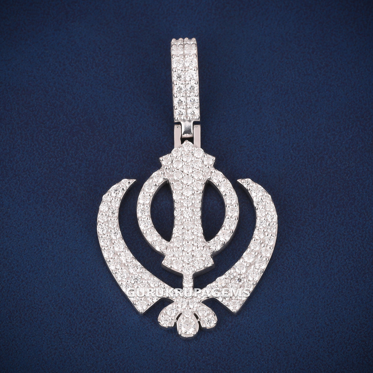 Custom Iced Out Khanda Sikh Symbol Hip Hop Pendant with Lab Grown Diamonds
