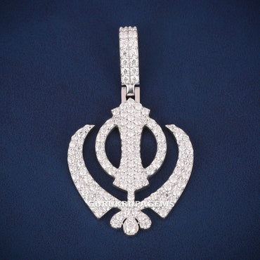 Custom Iced Out Khanda Sikh Symbol Hip Hop Pendant with Lab Grown Diamonds