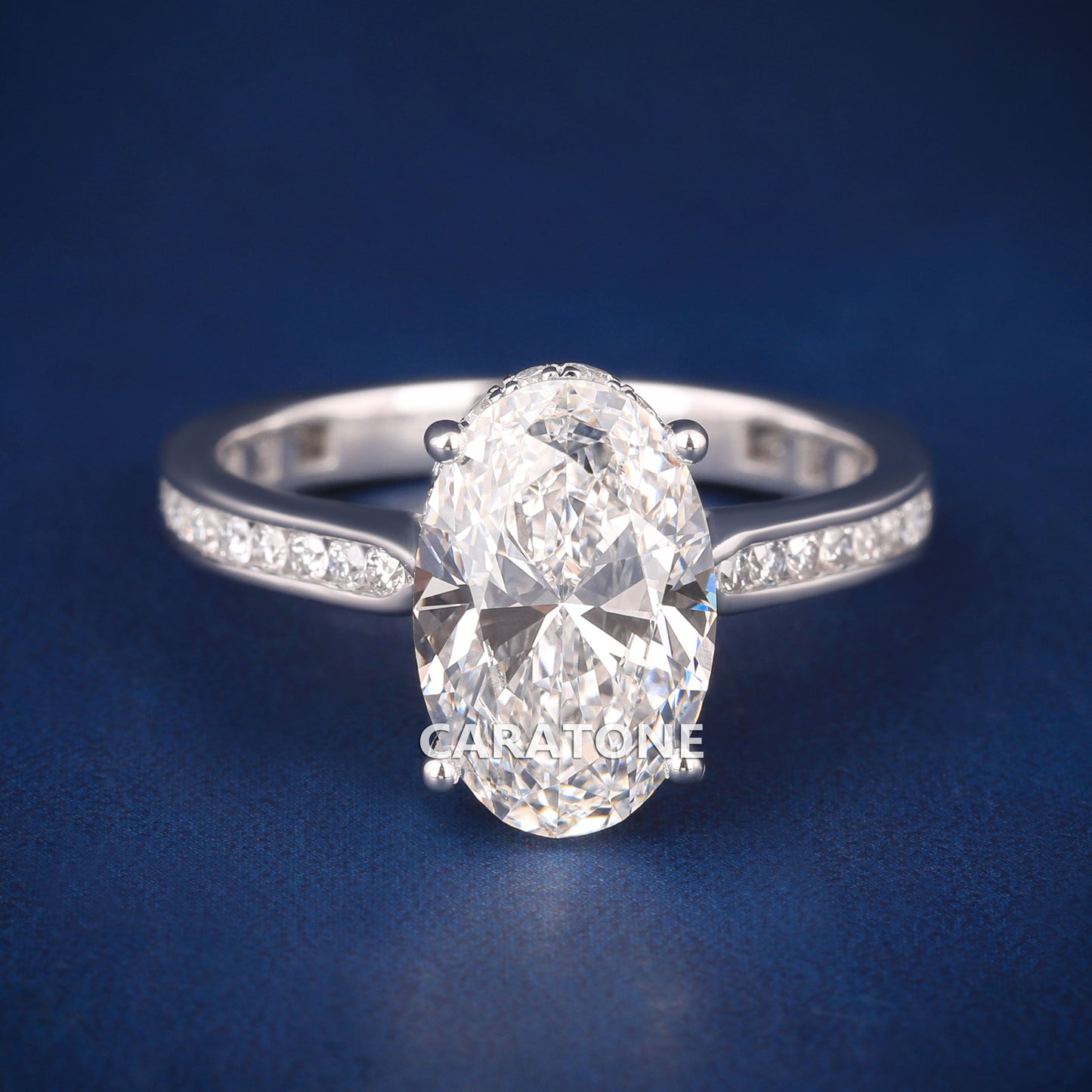 3.5 Ct Oval Cut Lab Diamond Engagement In White Gold Ring For women