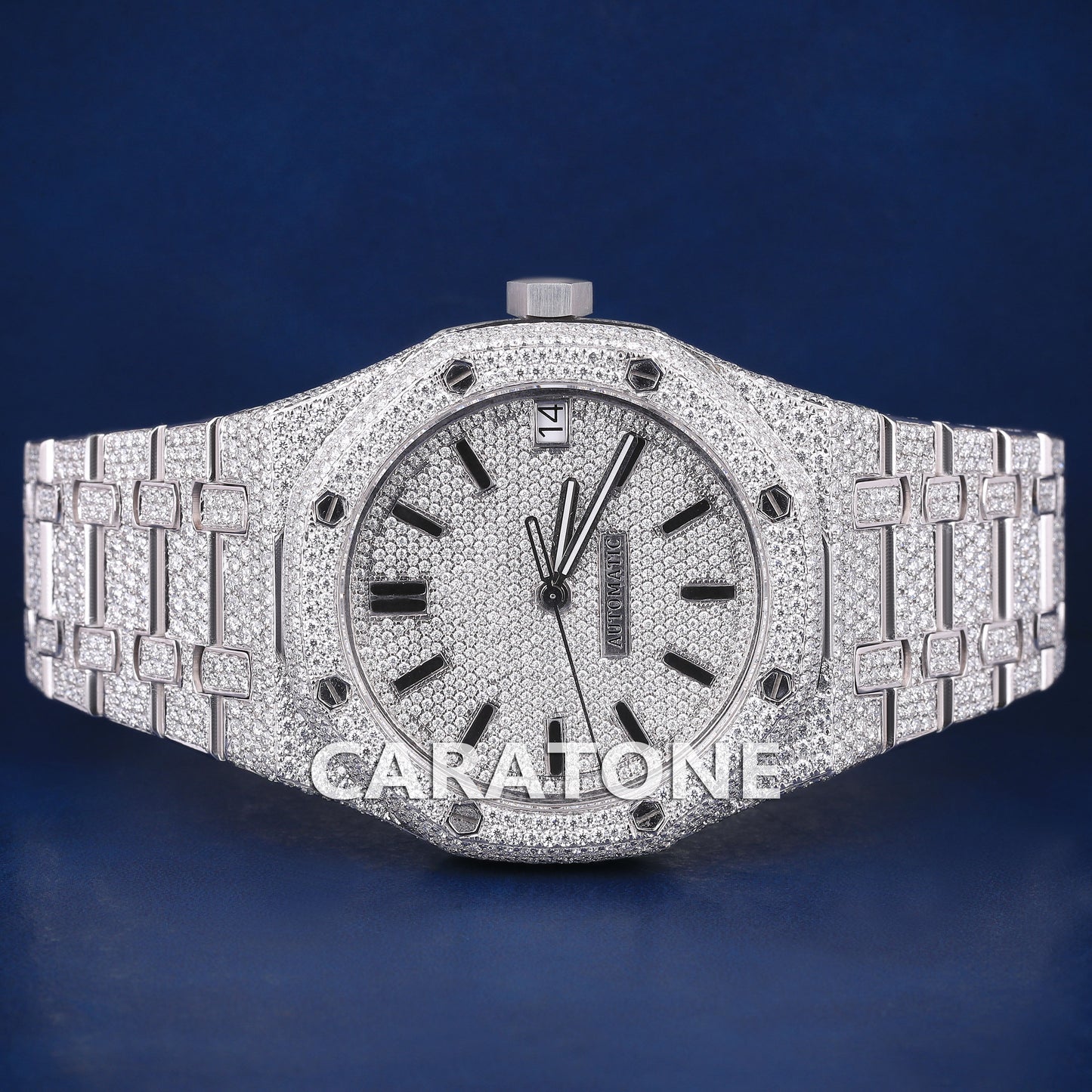 Hip hop full iced out branded watch with white tone and diamond tester passed