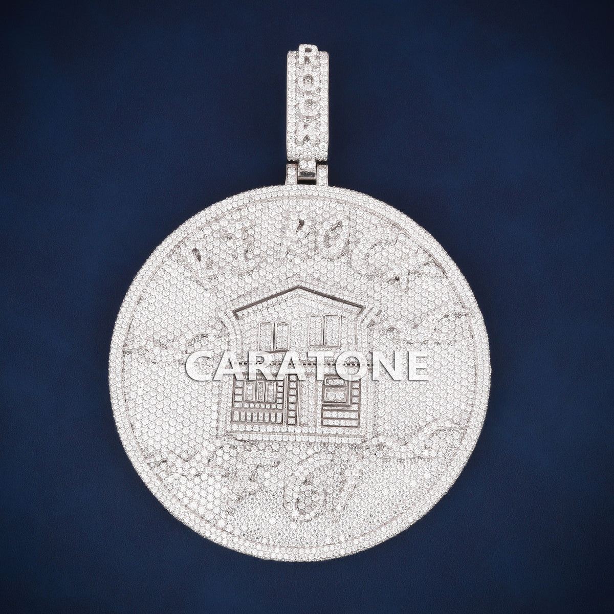 Custom Iced Out House Logo Round Hip Hop Pendant with Lab Grown Diamonds