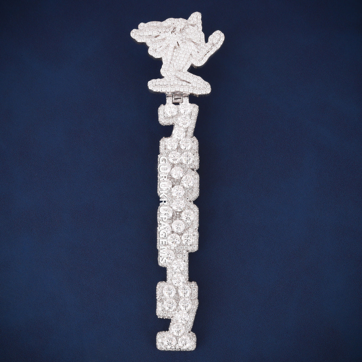 3D Stacked Diamond Letter Pendant with Custom Logo Bail Lab Grown Diamonds