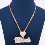 14KT Yellow Gold With Lab Diamond Pendant With Rope Chain