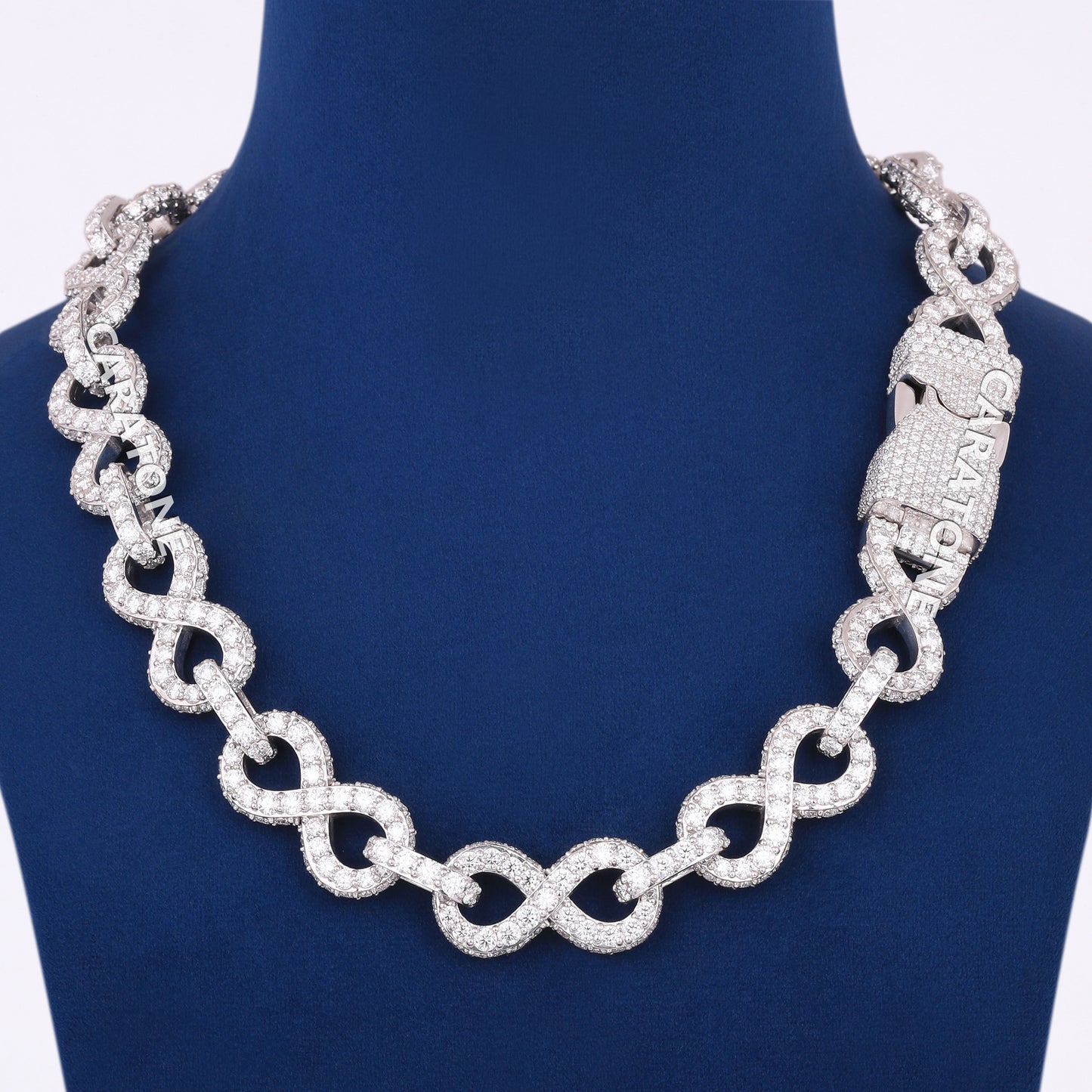 Real Diamons Iced Out Mens 16mm Infinity Cuban Link Chain Fully White Gold Mens Unique Chains Necklaces