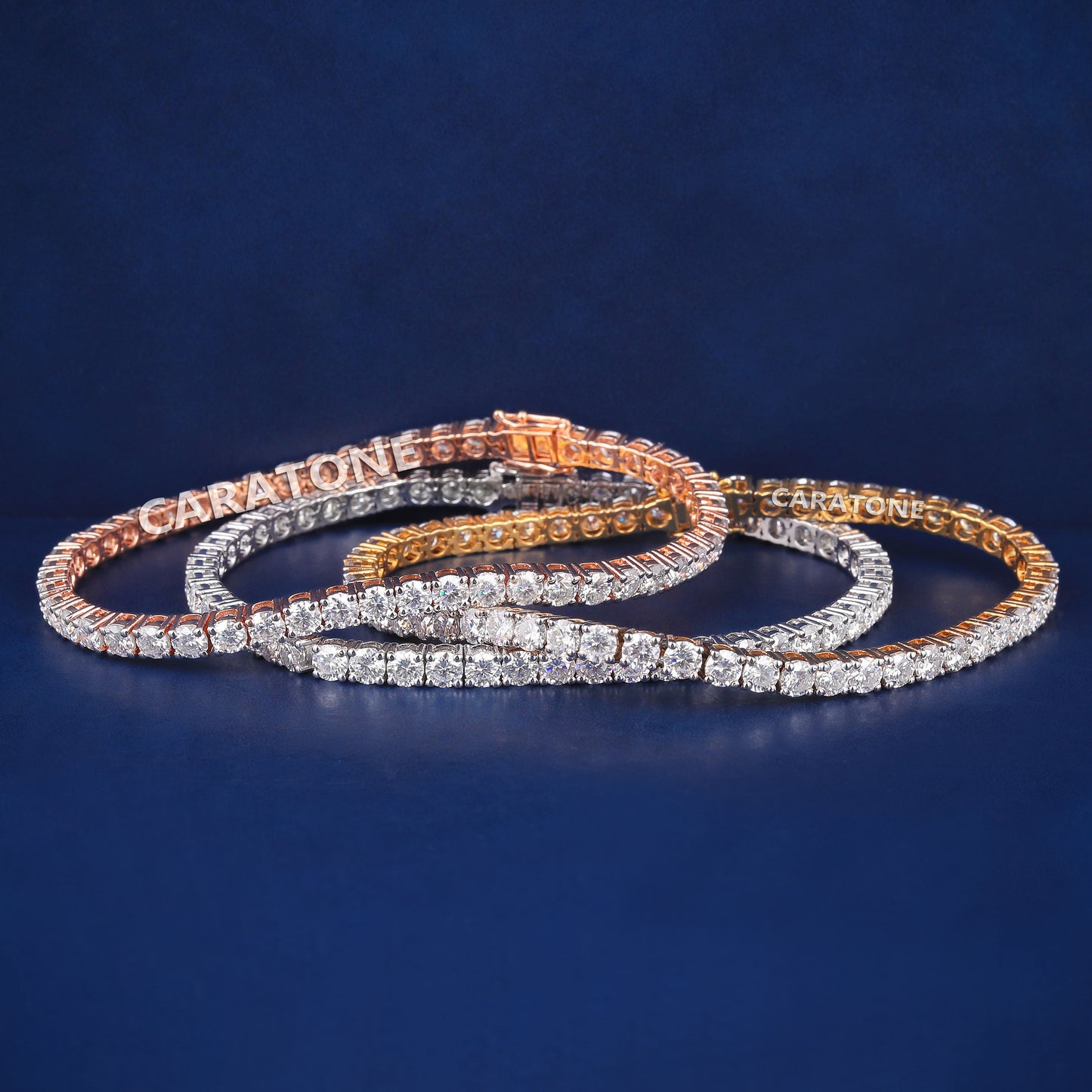 8 inch 4mm Custom 3 Tone Diamond Tennis Bracelets in Real Iced Out Diamond Tennis Bracelet Unisex