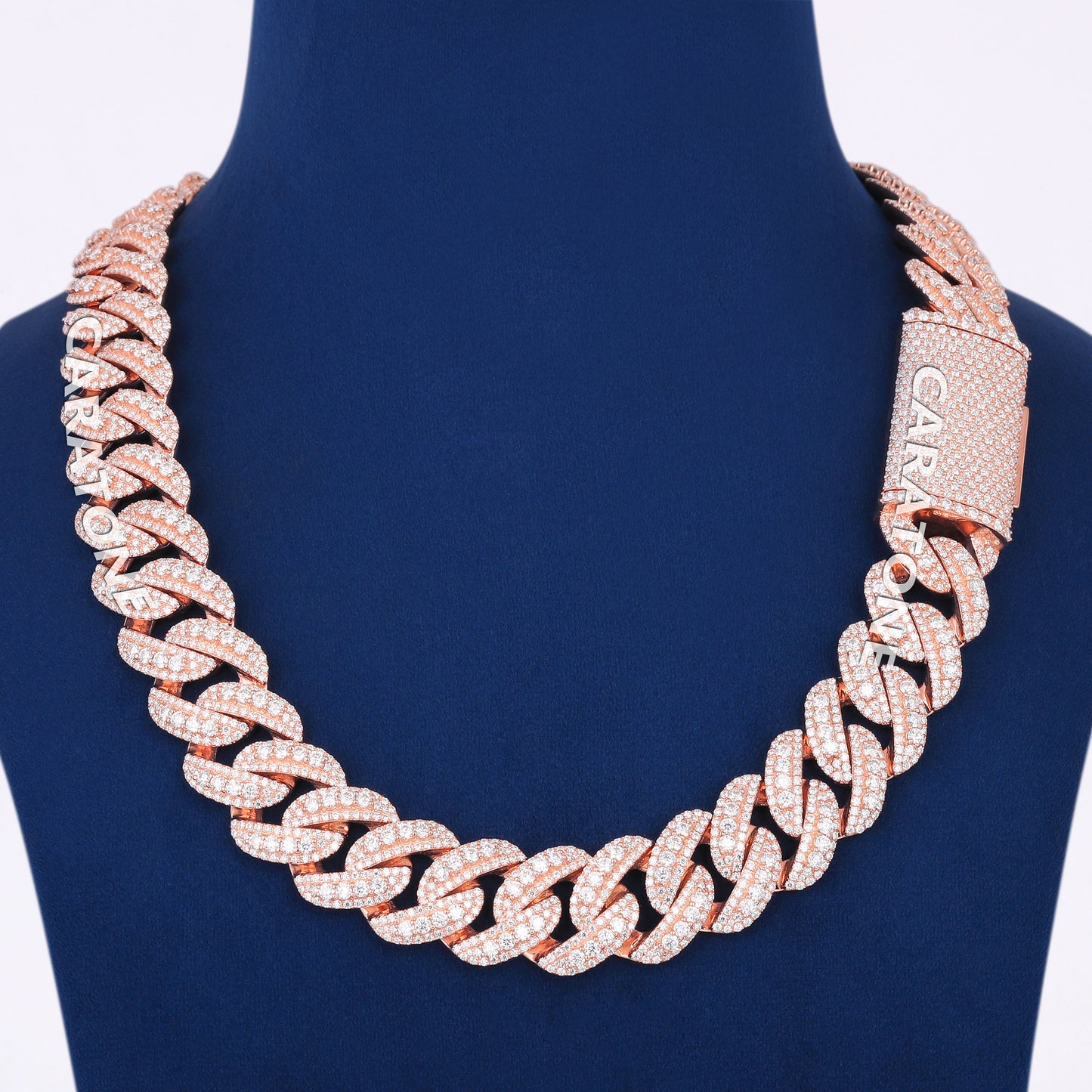New Arrival 22 inch 20mm Custom Cuban Link Necklace with Lab Grown Diamond VVS Fully Iced Out 18k Mens Rose Gold Cuban Link Chain Necklace