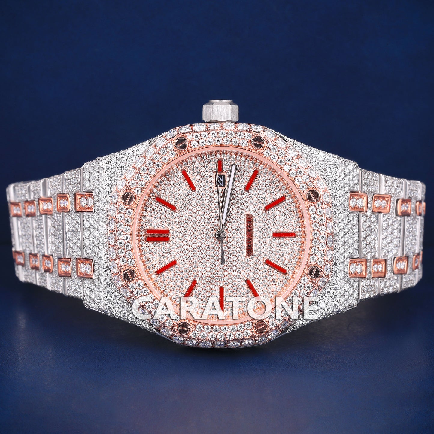 Full iced out hip hop branded watch in two tone with D VVS clarity and diamond tester passed