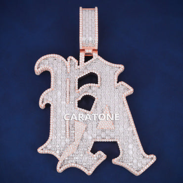 Custom Iced Out LA Monogram Hip Hop Pendant with Lab Grown Diamonds