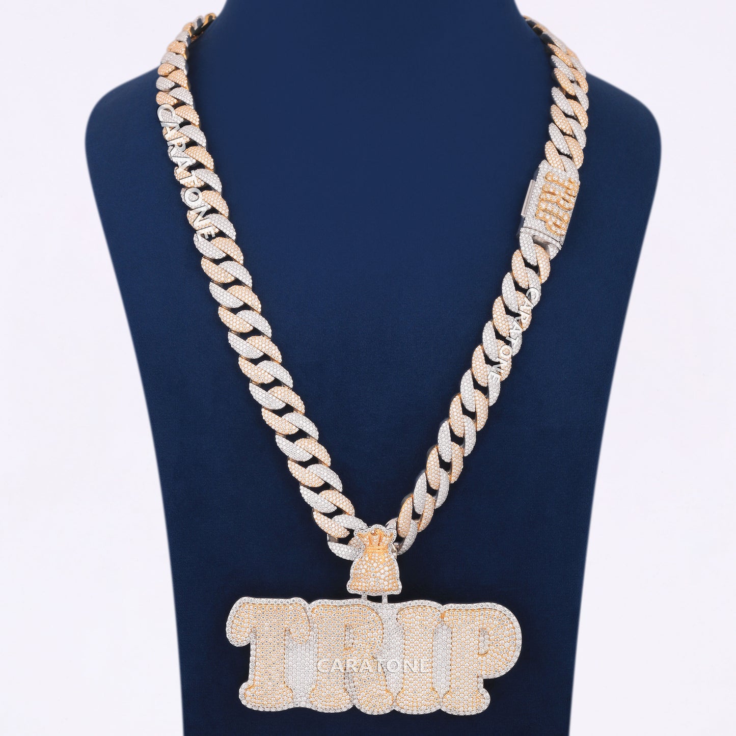 Two Tone Color 925 Sterling Silver With Lab Diamond Chain With Pendant