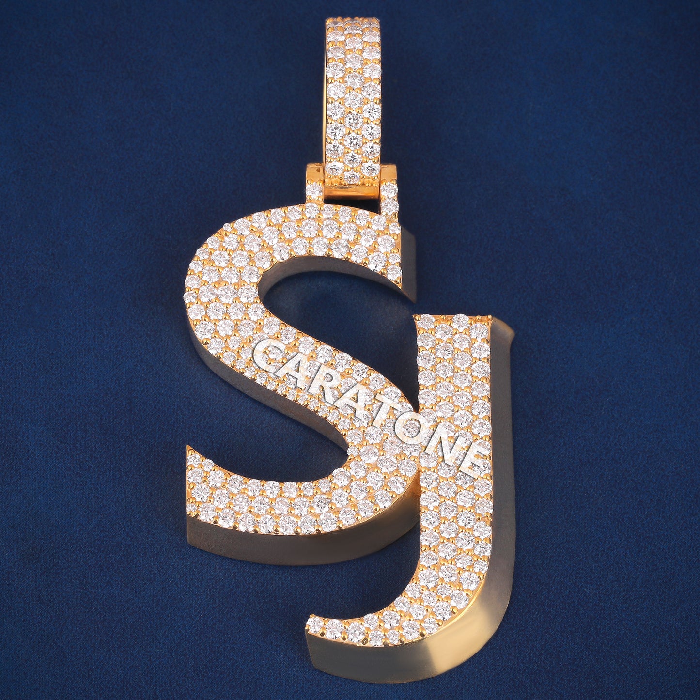 Personalized Custom 14kt Yellow Gold Pendant for Mens Full Iced Out VVS Diamond Gold Pendants Necklaces