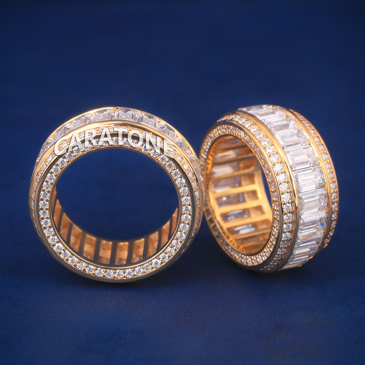 Premium Wide Band Ring with Baguette & Round Cut Lab Grown Diamonds