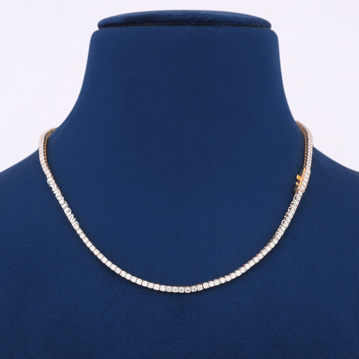 18 Inch 3mm Yellow Gold Tennis Chain Necklace Iced Out Diamonds for Men and Women