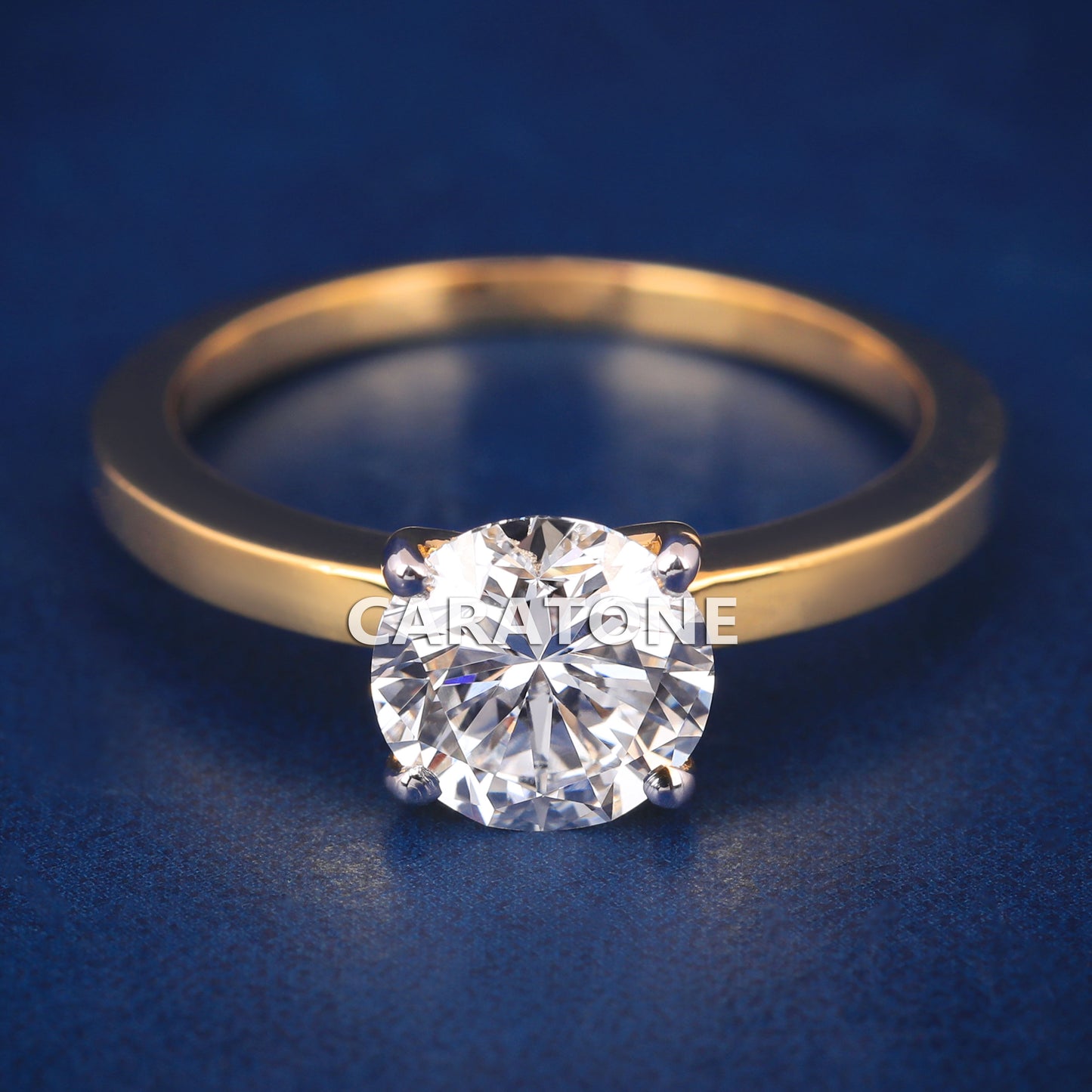 Buy Custom Round Cut Lab Grown Diamond Ring in 14k Yellow Gold Engagement Rings for Women