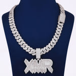 Full Iced Letter Pendant With Chain In 925 Sterling Silver With Lab Diamond
