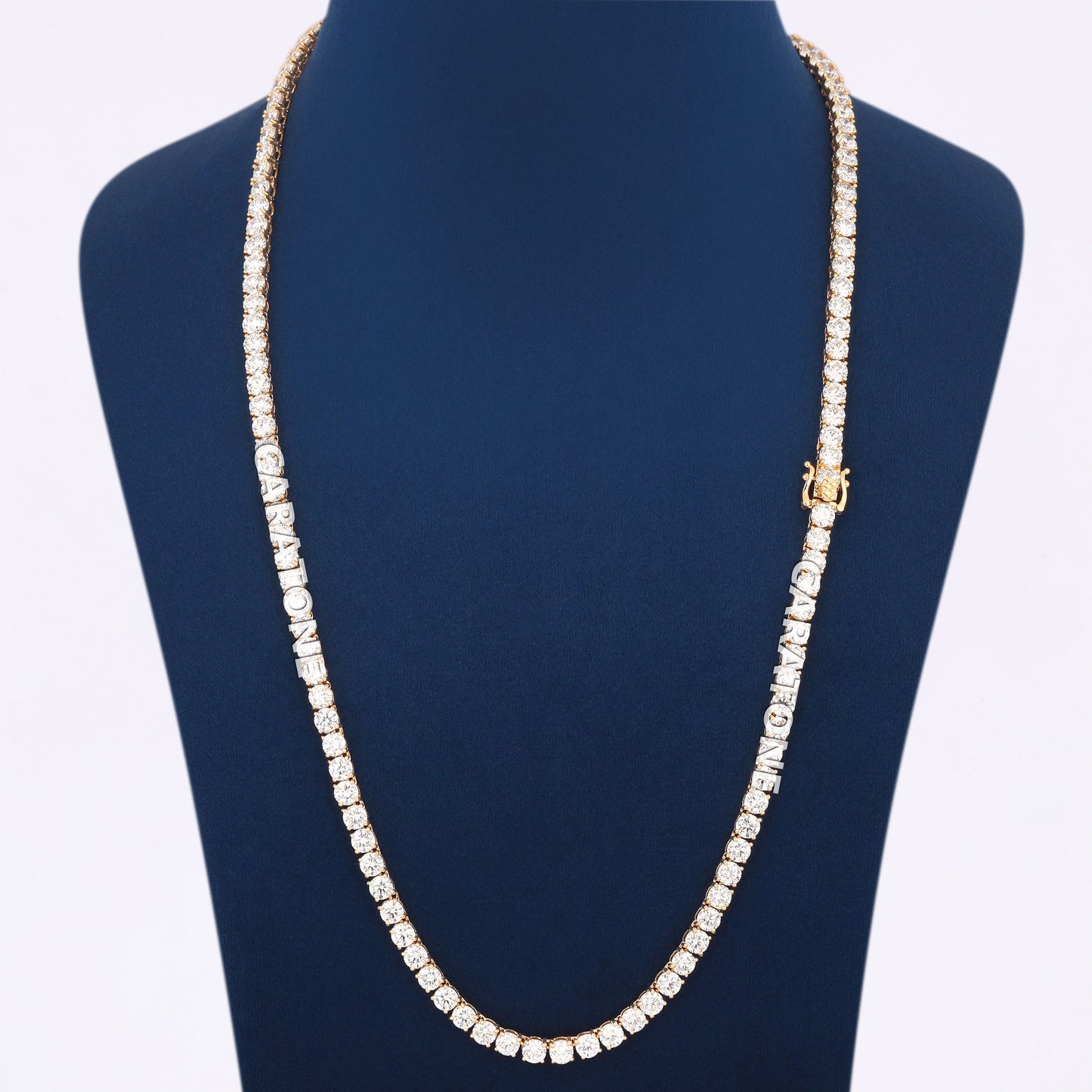 Luxury Custom 24 inch 4.5 mm Tennis Necklace Iced Out with Gold Plating for Men and Women