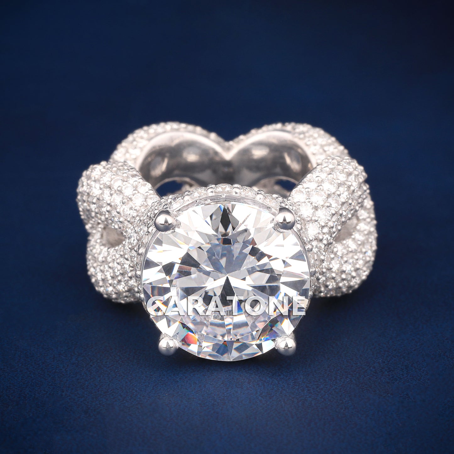 Round cut hip hop solitaire inspired diamond ring