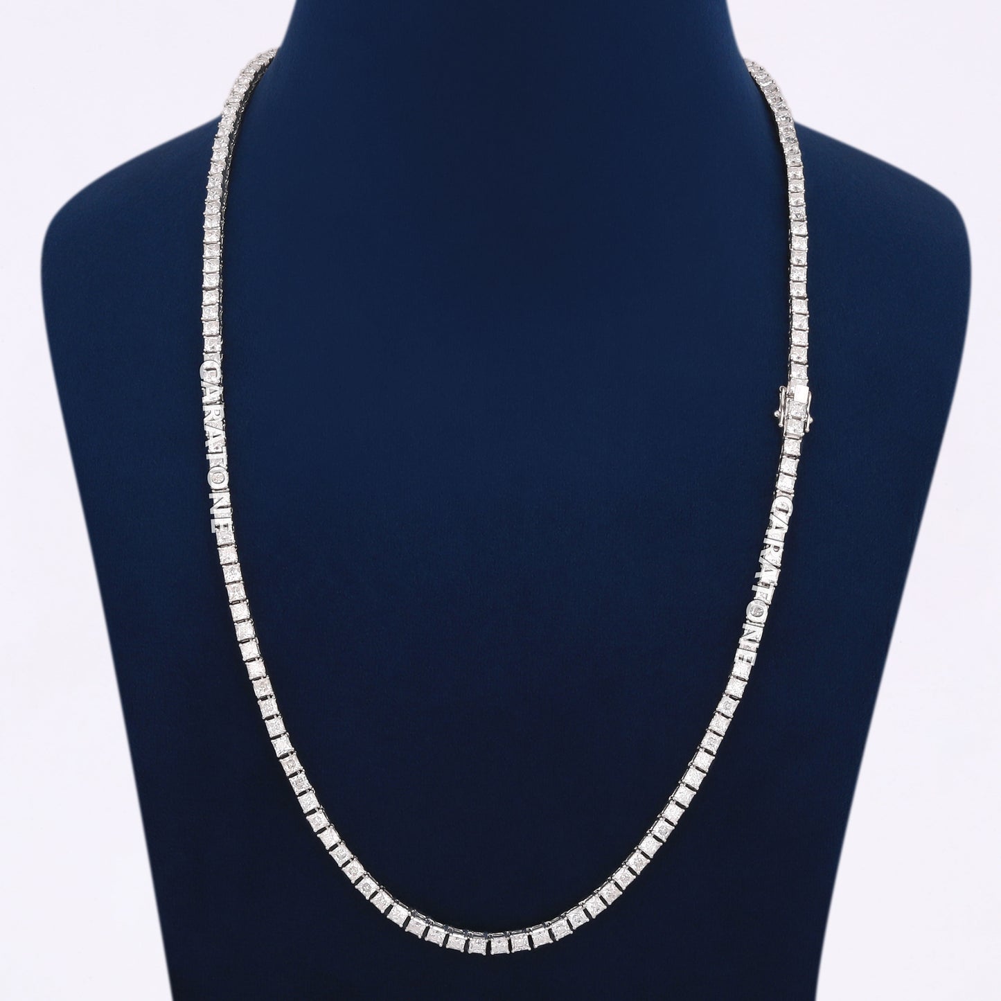 22 inch 3.5mm princess cut tennis necklace full white