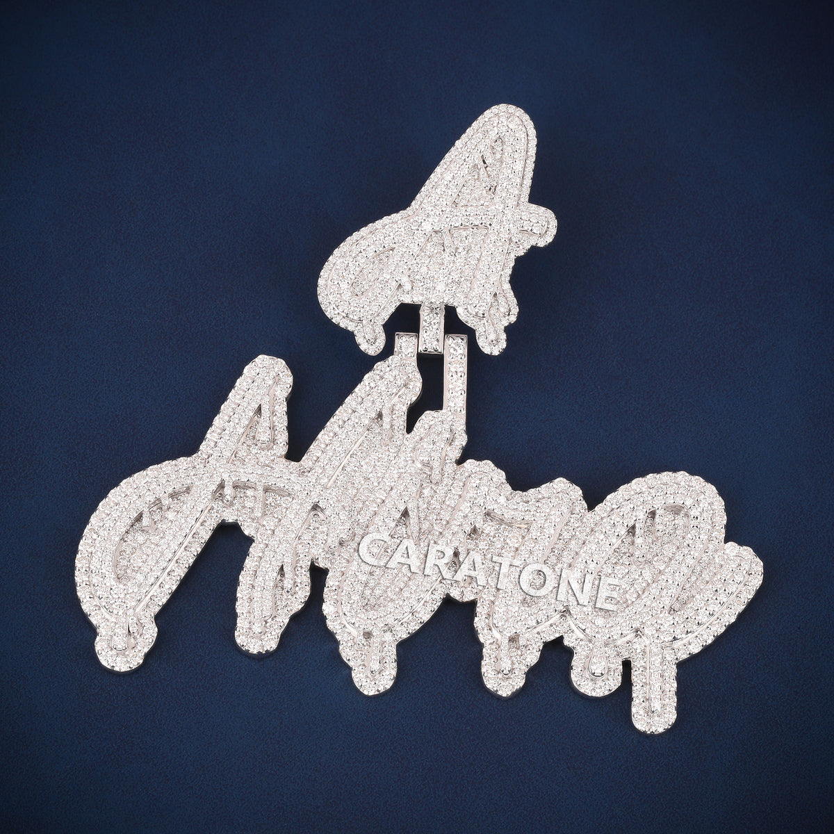 Custom Iced Out Dripping Script Name Hip Hop Pendant with Lab Grown Diamonds
